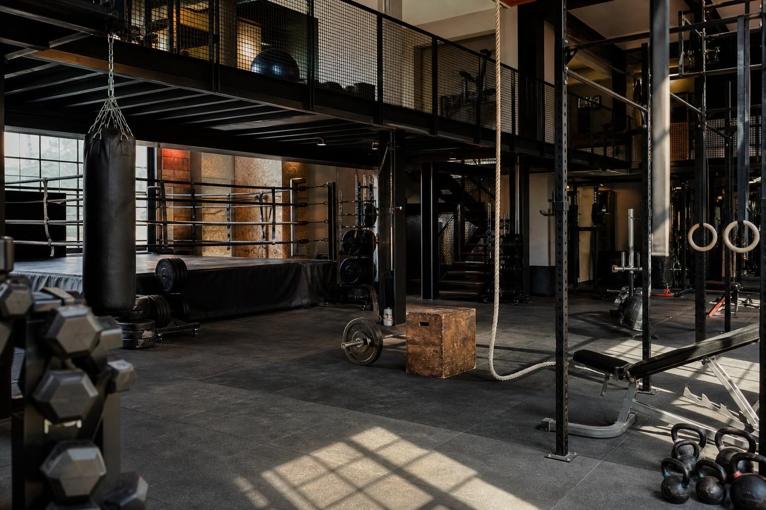 Interno della sala pesi della Palestra IronWorks a Roma