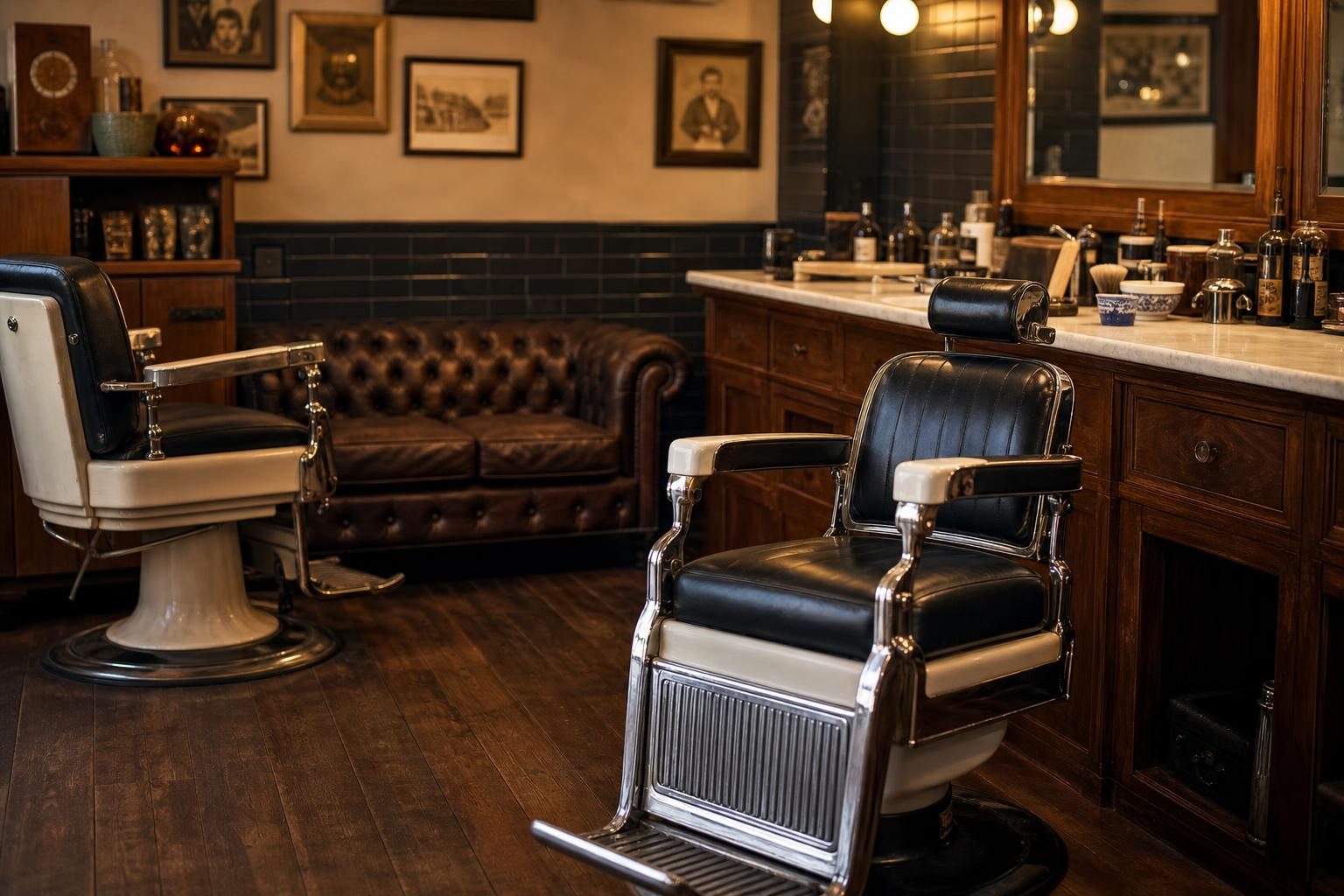 L'atmosfera della Barberia Vintage a Torino: poltrone in pelle, specchi e luci calde